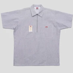 Ben Davis Striped 1/2 Zip Short-Sleeve Shirt - Hickory