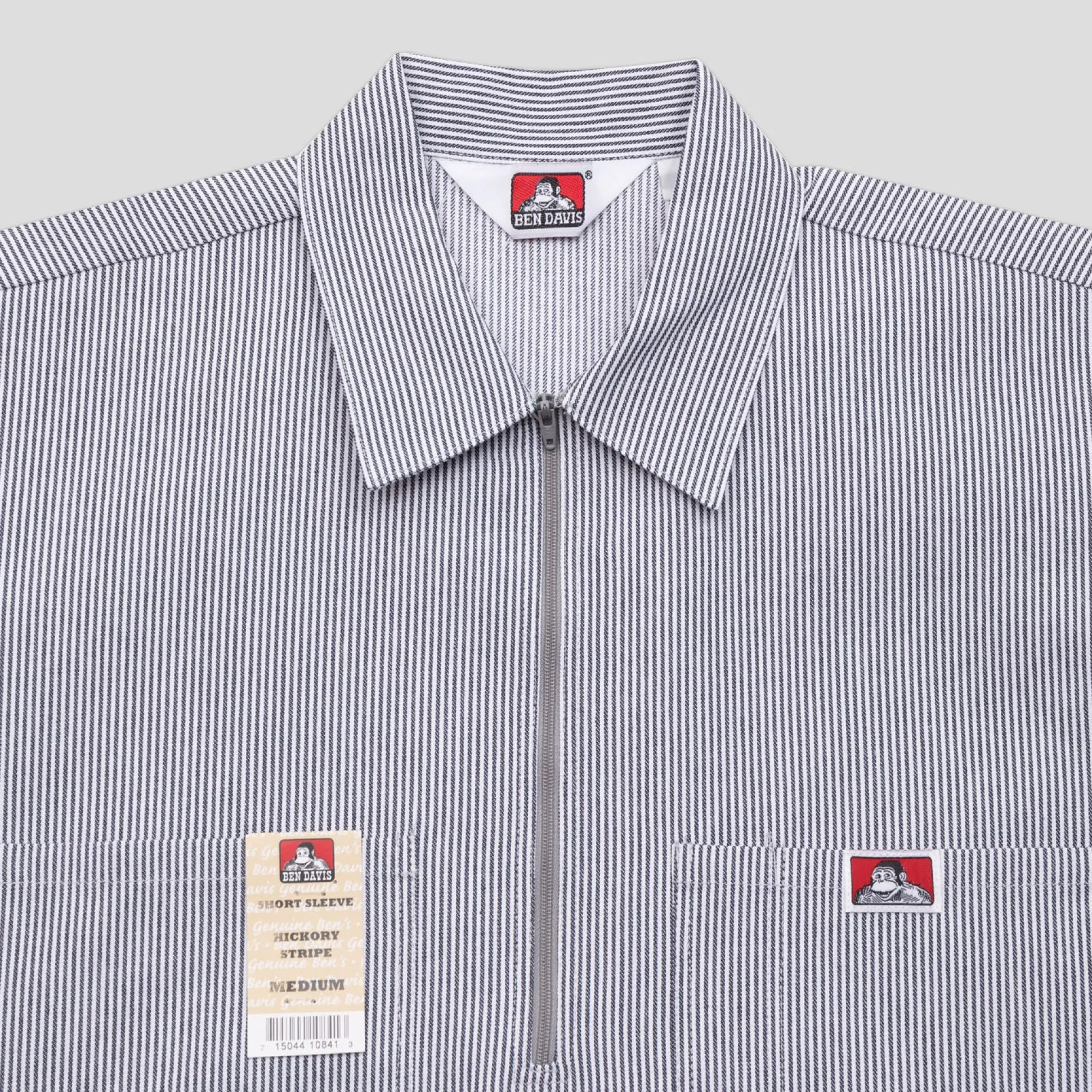 Ben Davis Striped 1/2 Zip Short-Sleeve Shirt - Hickory