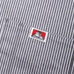 Ben Davis Striped 1/2 Zip Short-Sleeve Shirt - Navy