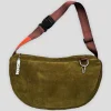 Bichon Pockets Everyday Suede Crossbody Slouch Bag - Olive