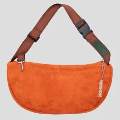 Bichon Pockets Everyday Suede Crossbody Slouch Bag - Burnt OJ