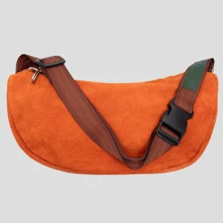 Bichon Pockets Everyday Suede Crossbody Slouch Bag - Burnt OJ