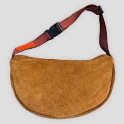 Bichon Pockets Everyday Suede Crossbody Slouch Bag - Camel