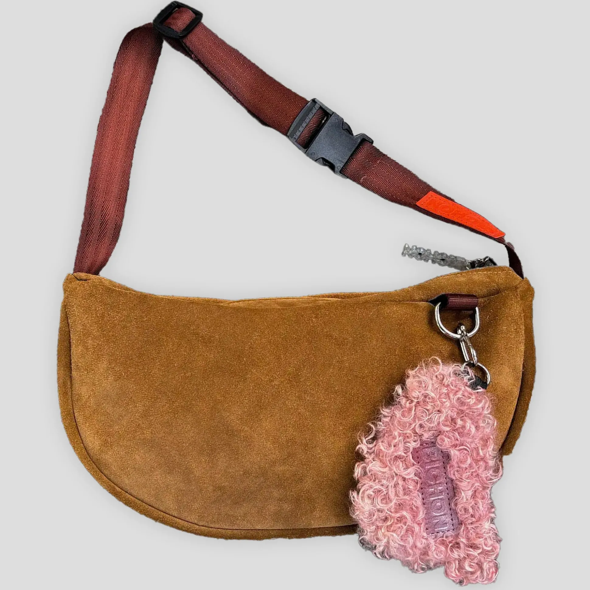 Bichon Pockets Everyday Suede Crossbody Slouch Bag - Camel