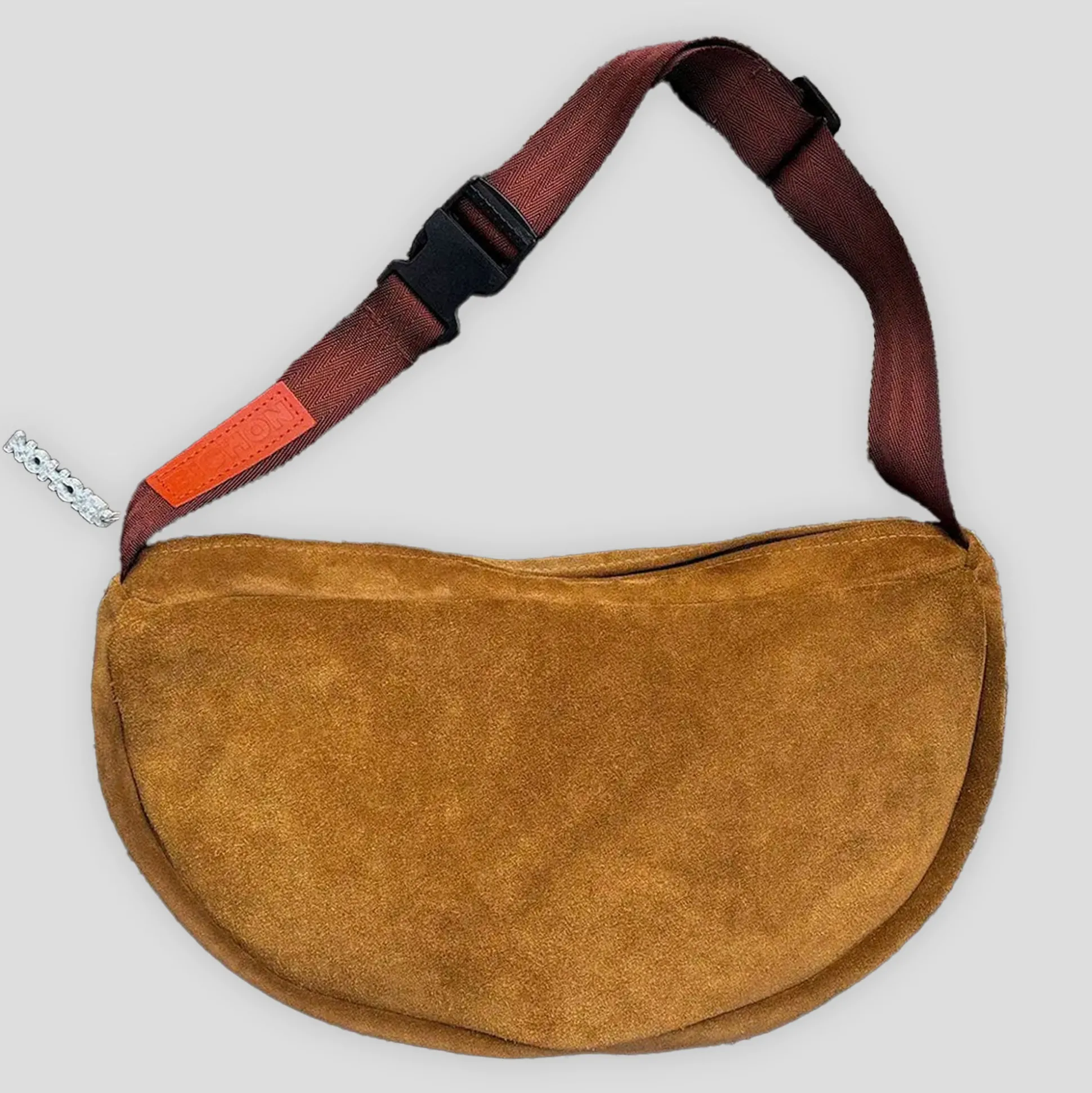 Bichon Pockets Everyday Suede Crossbody Slouch Bag - Camel