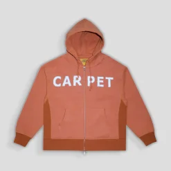 Carpet Company Rhinestone Double Zip Hoodie - Dusty Brown