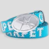 Carpet Company Rhinestone Leather Belt - Carolina Blue