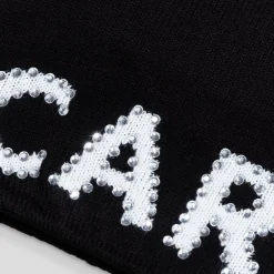 Carpet Rhinestone Beanie - Black