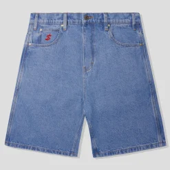 Cash Only Logo Denim Shorts - Washed Indigo