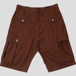 Hoddle Cargo Short - Chocolate / Blue Stitch