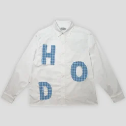 Hoddle Melange Long Sleeve Shirt - White / Blue