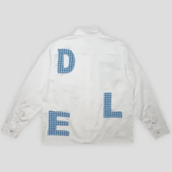 Hoddle Melange Long Sleeve Shirt - White / Blue