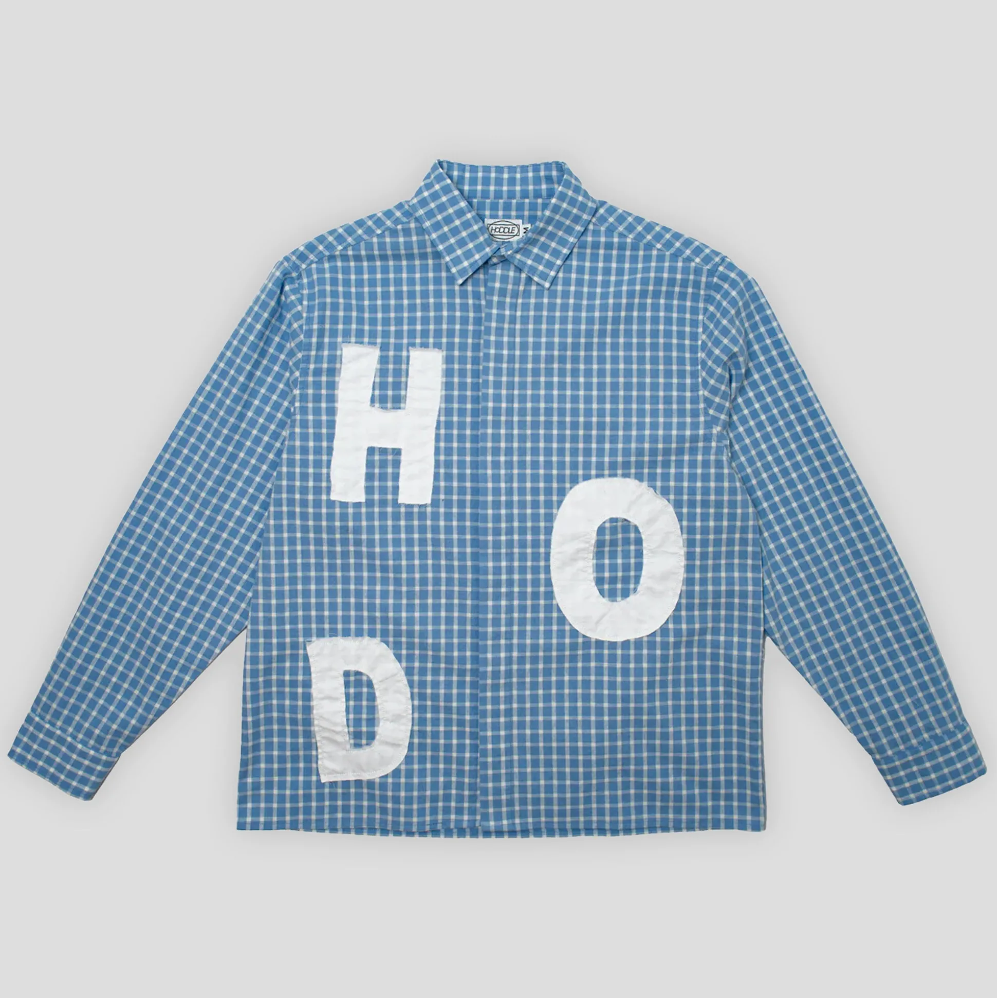 Hoddle Melange Long Sleeve Shirt - Blue Ginghan / White