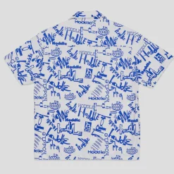 HODDLE "SCATTERED LOGO" CAMP SHIRT WHITE/BLUE