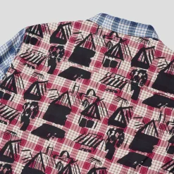 Hoddle Skyline Zip Up Flannel Shirt - Navy Plaid / Red Plaid