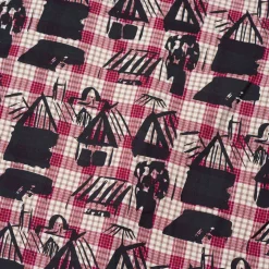 Hoddle Skyline Zip Up Flannel Shirt - Navy Plaid / Red Plaid