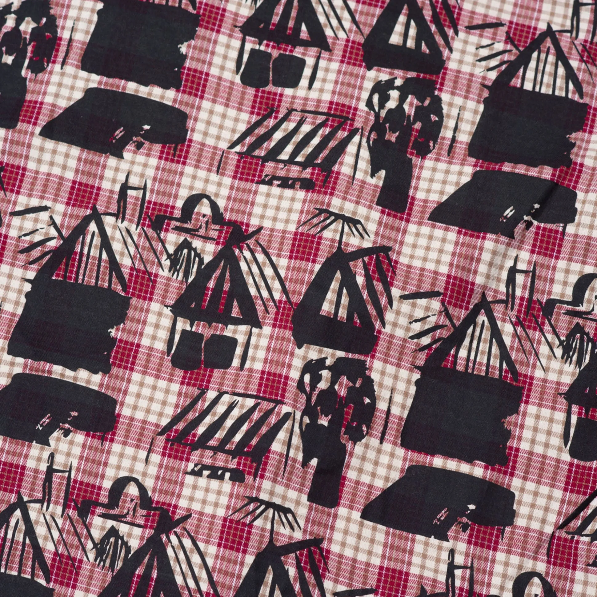 Hoddle Skyline Zip Up Flannel Shirt - Navy Plaid / Red Plaid