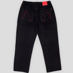 Hoddle Sonas Jeans - Black / Red Contrast Stitch
