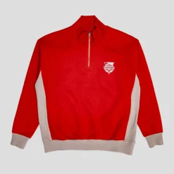 HODDLE "SPURS" QUARTER ZIP PULLOVER RED