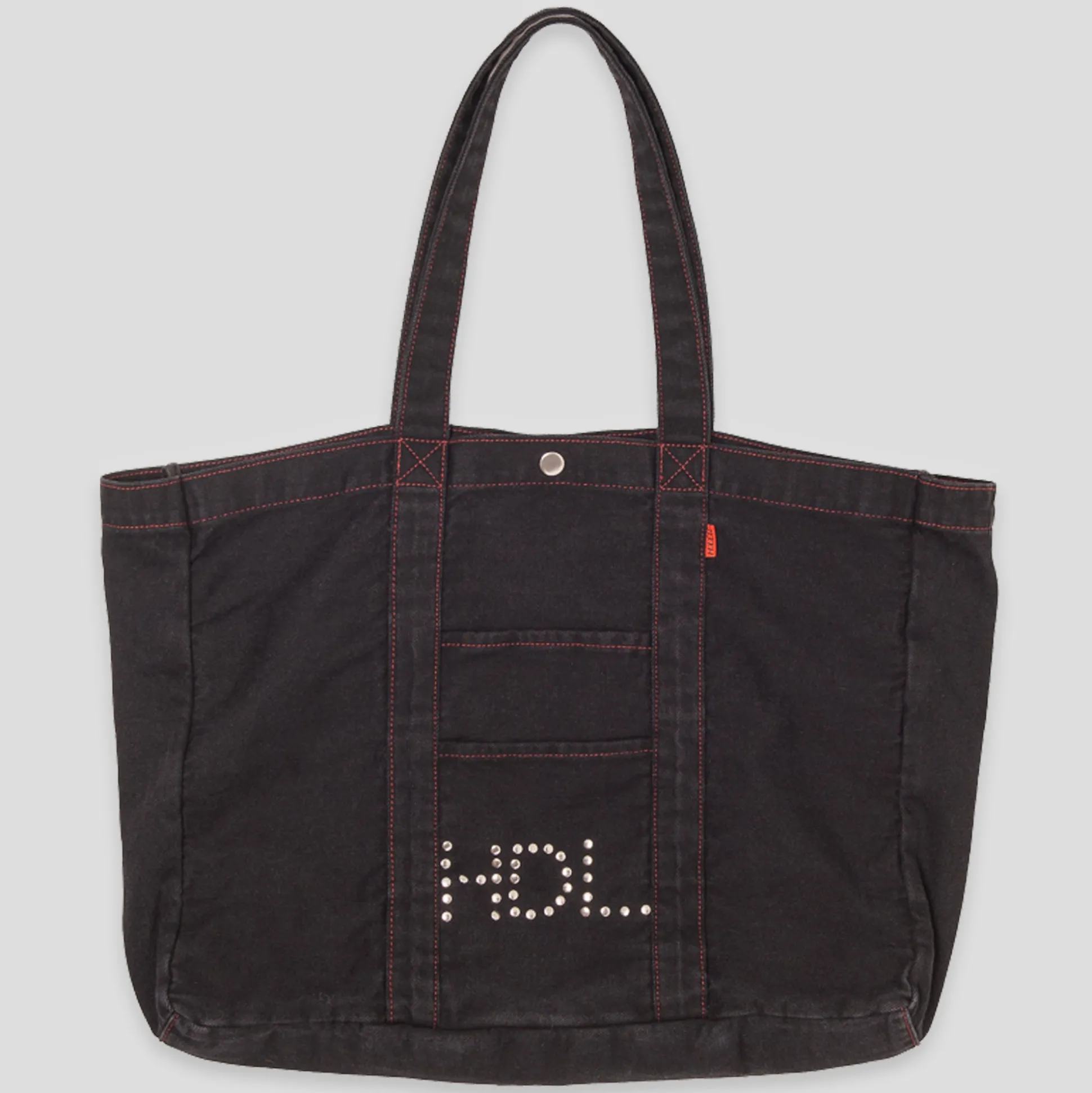 Hoddle Thunderdome Denim Tote Bag - Black Denim / Red Contrast Stitch