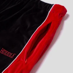 Hoddle Velour Track Pant - Black / Red