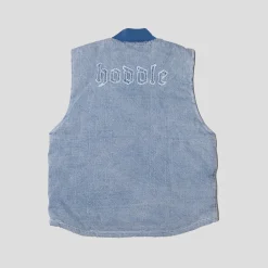 Hoddle Zip Up Carpenter Vest - Blue Denim Wash