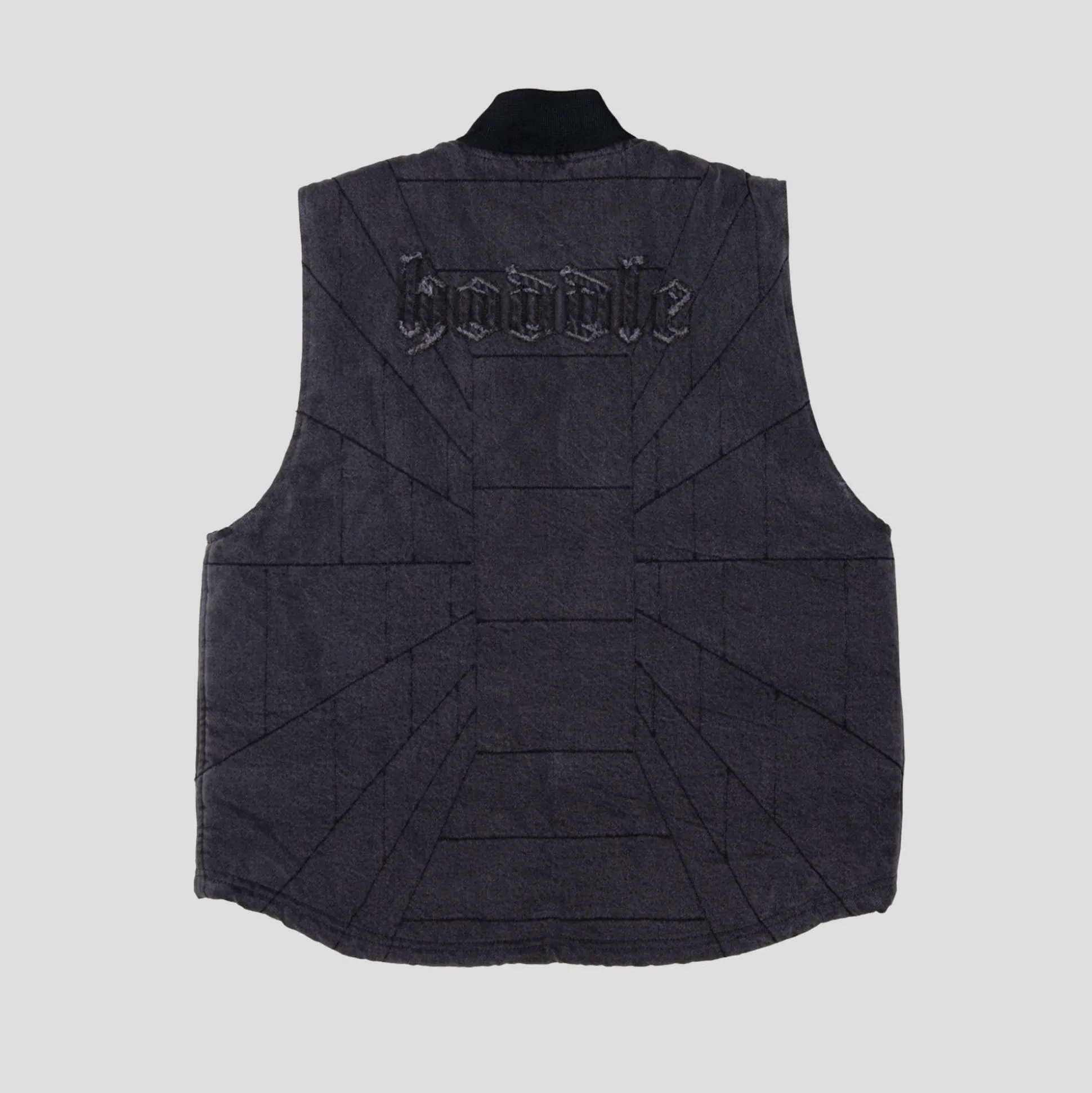Hoddle Zip Up Carpenter Vest - Black Denim Wash
