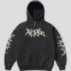 Lo-Fi Heatwave Zip-Thru Hood - Washed Black