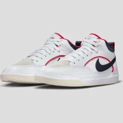 Nike SB React Leo Premium - White / University Red / Midnight Navy