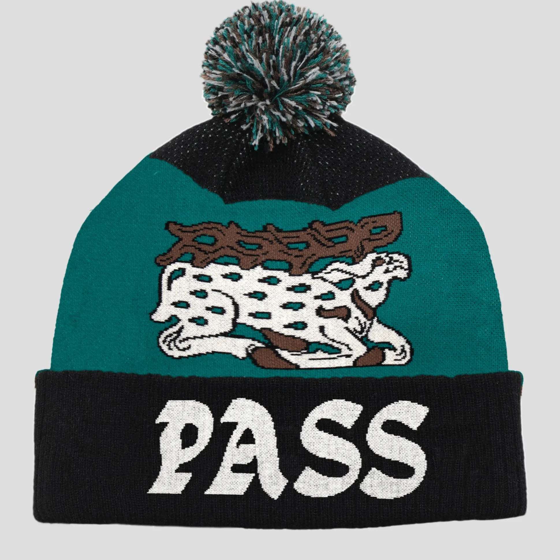 Pass~Port Antler Pom Beanie - Black / Teal