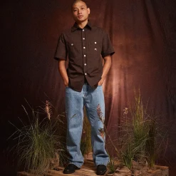 Pass~Port Australian Manufactured Short Sleeve Shirt - Dark Chocolate