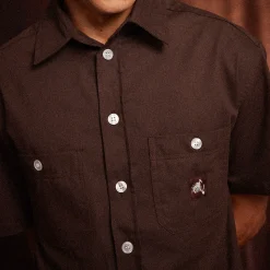 Pass~Port Australian Manufactured Short Sleeve Shirt - Dark Chocolate