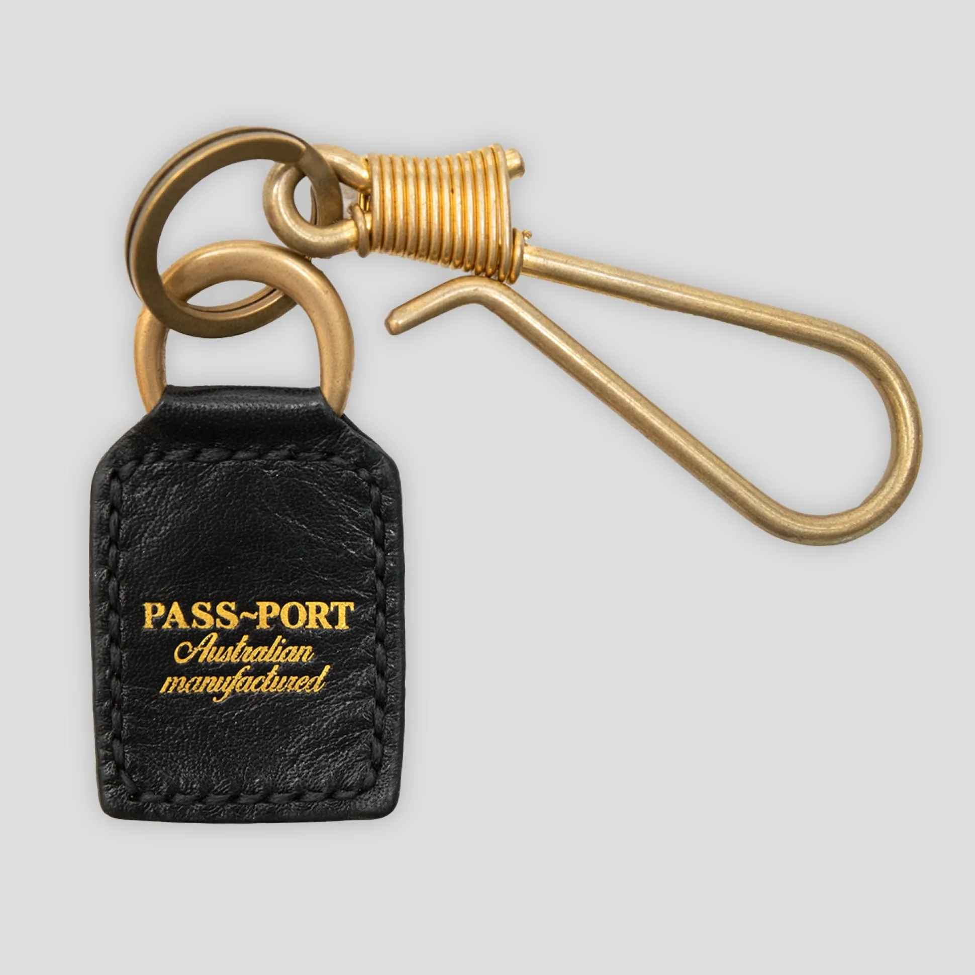 Pass~Port Australian Manufactured Leather Key Fob - Black