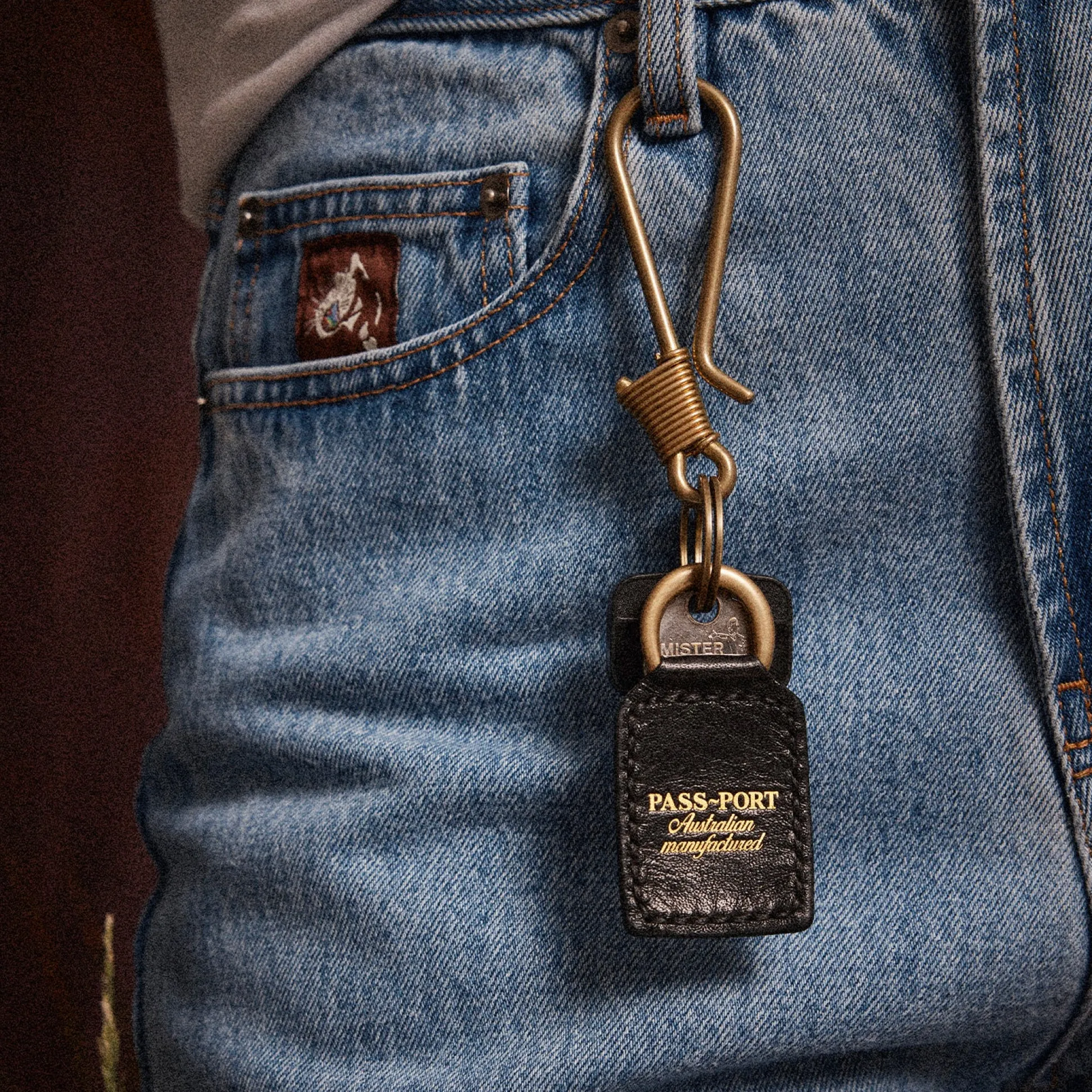 Pass~Port Australian Manufactured Leather Key Fob - Black