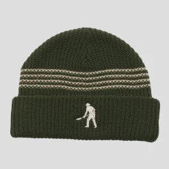 Pass~Port Digger Striped Knit Beanie - Olive / Cream
