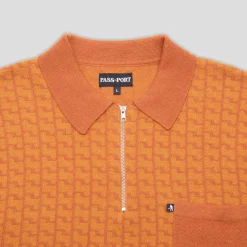 Pass~Port Drain Knit Polo - Burnt Orange