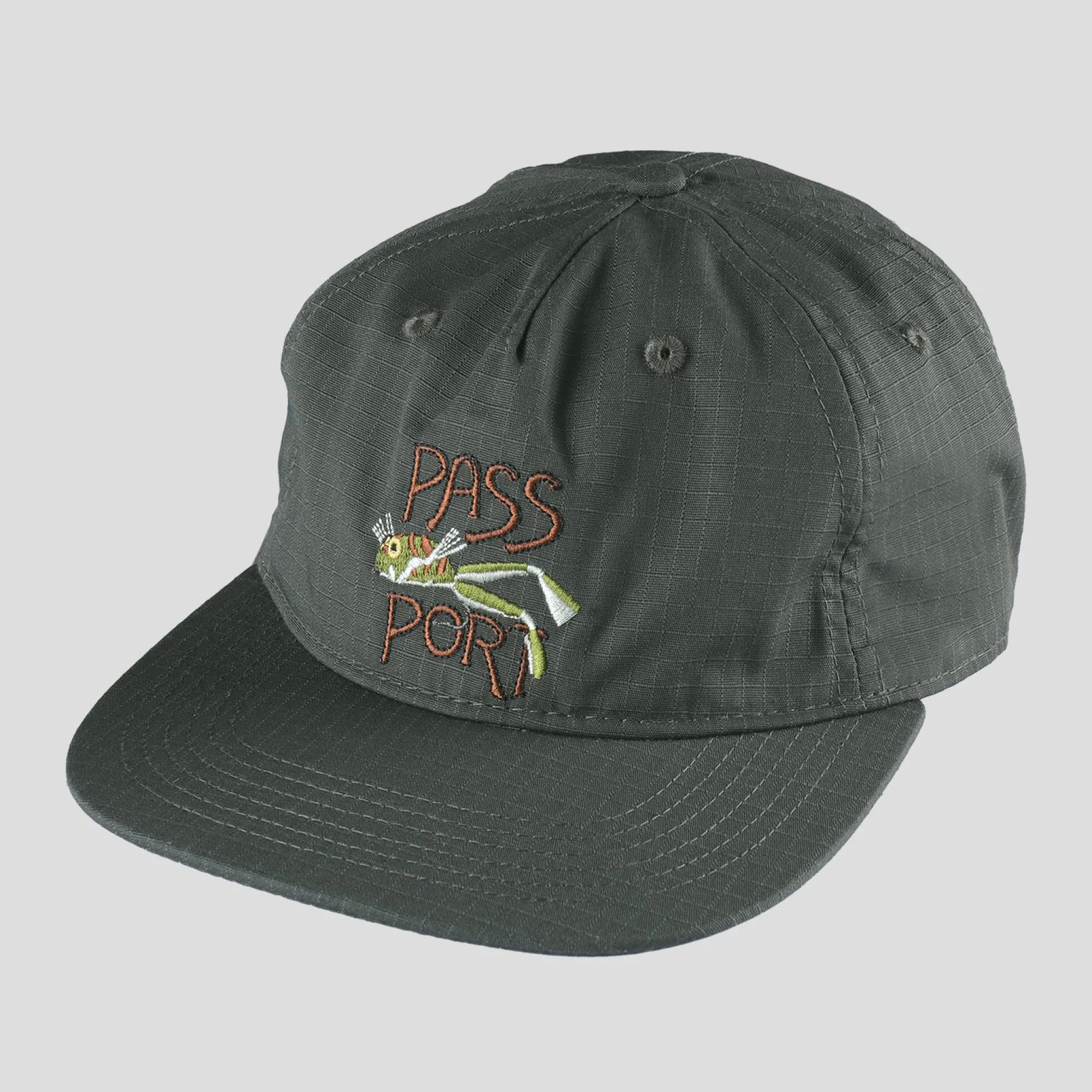 Pass~Port Frog Lure Ripstop Workers Cap - Moss
