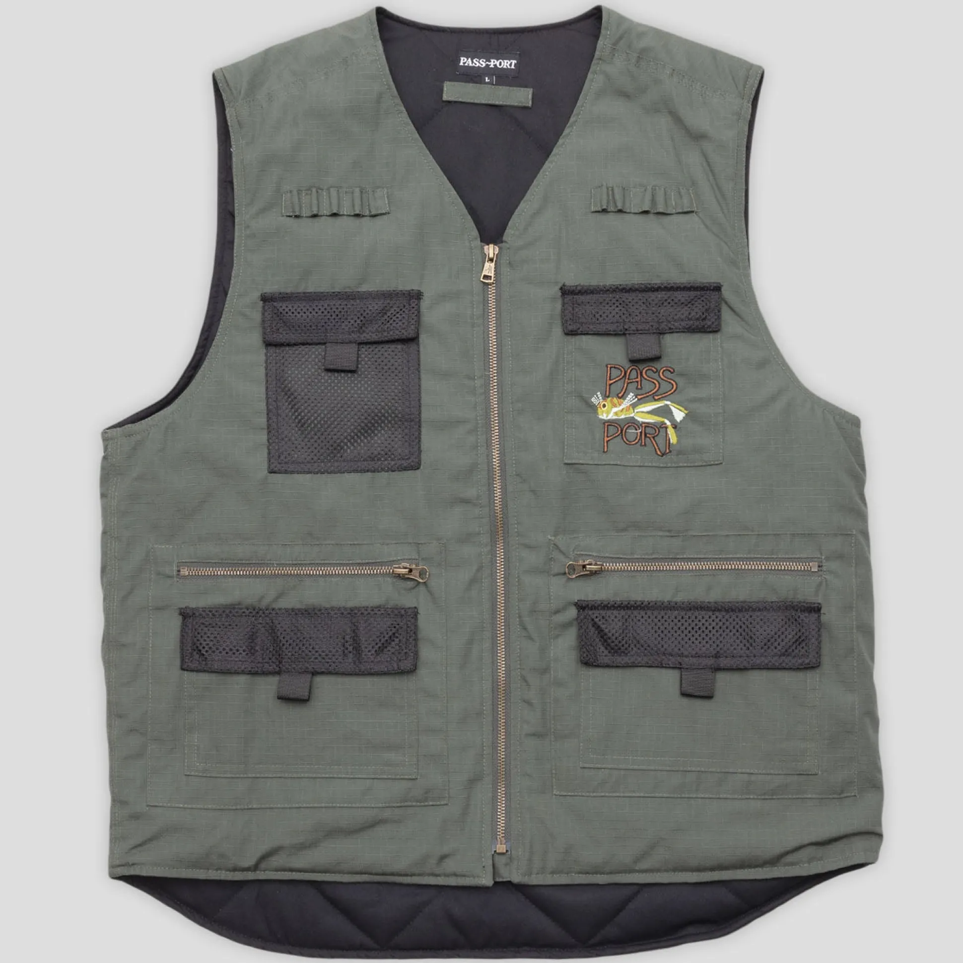 Pass~Port Frog Lure Ripstop Fishing Vest - Moss