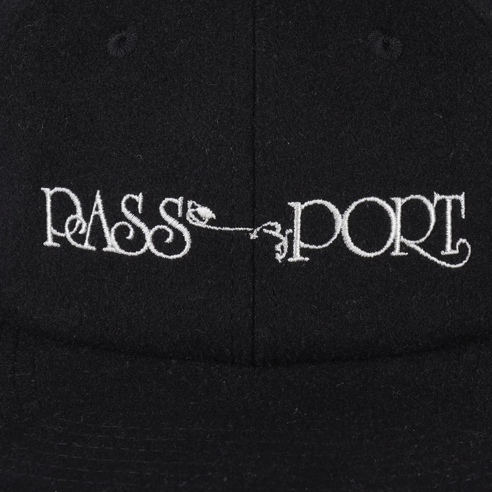 Pass~Port Stem Logo Woollen Casual Cap - Black