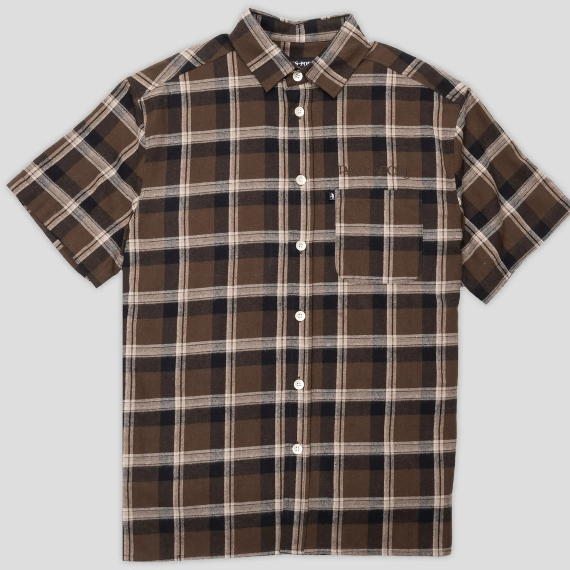 Pass~Port Stem Workers Check Shirt Short-Sleeve - Brown