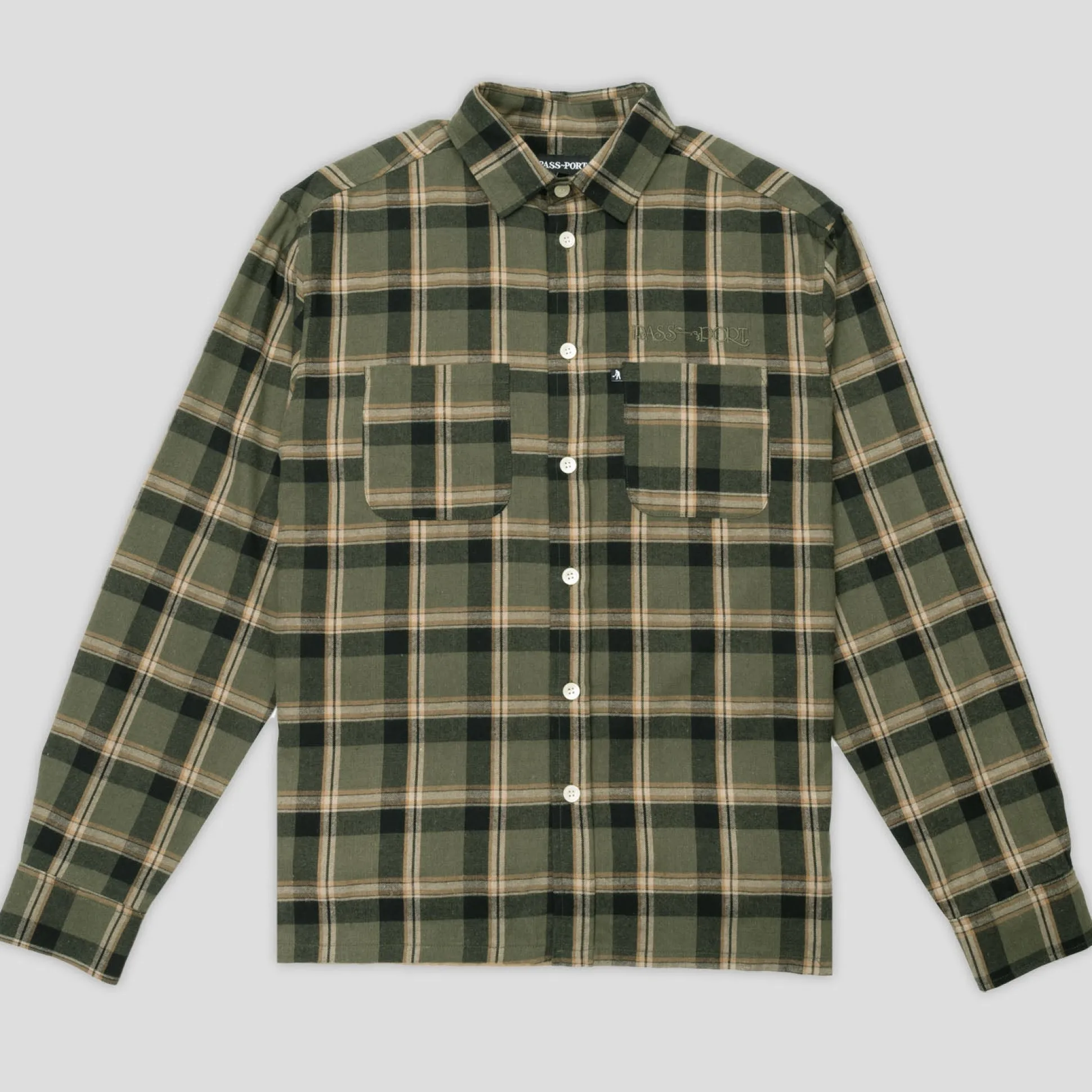 Pass~Port Stem Workers Check Shirt Long-Sleeve - Moss