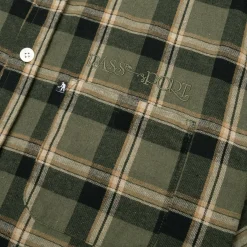 Pass~Port Stem Workers Check Shirt Short-Sleeve - Moss