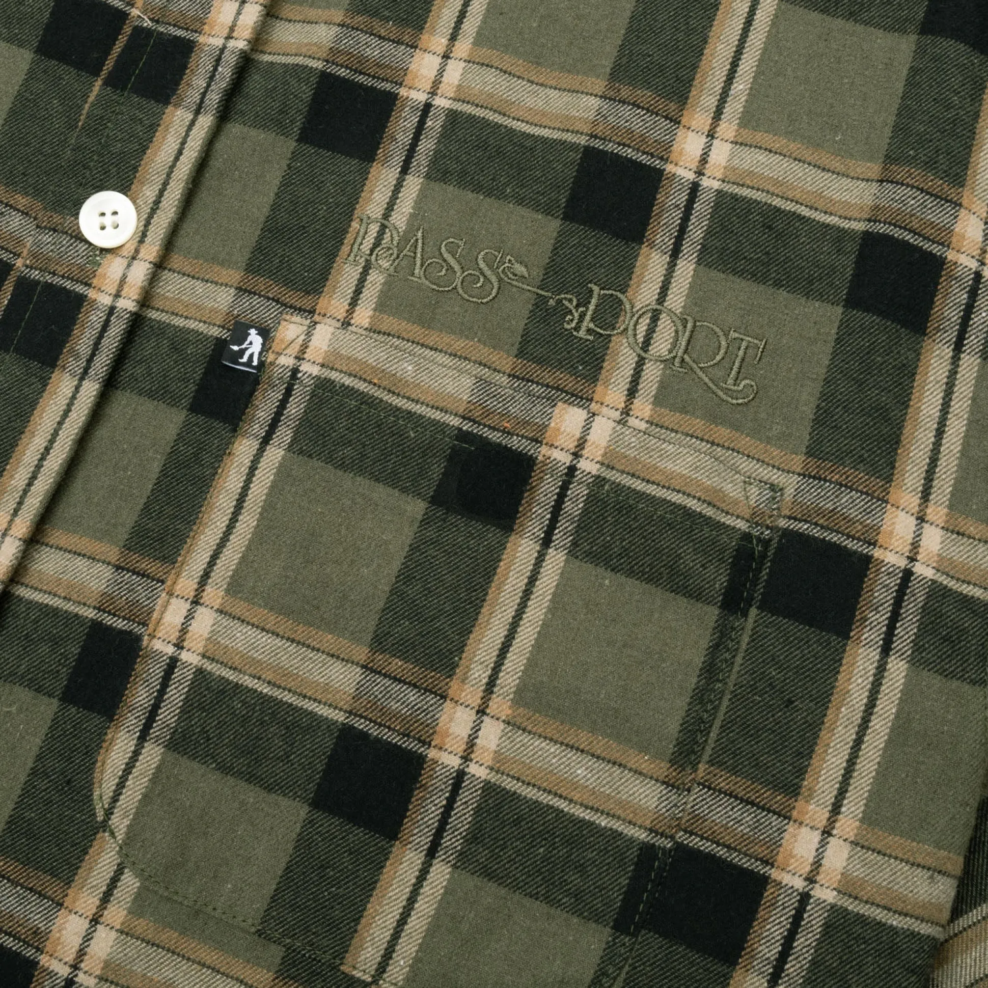 Pass~Port Stem Workers Check Shirt Short-Sleeve - Moss
