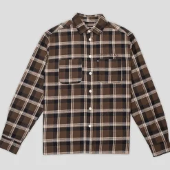 Pass~Port Stem Workers Check Shirt Long-Sleeve - Brown
