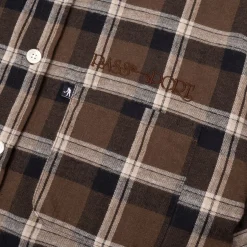 Pass~Port Stem Workers Check Shirt Long-Sleeve - Brown