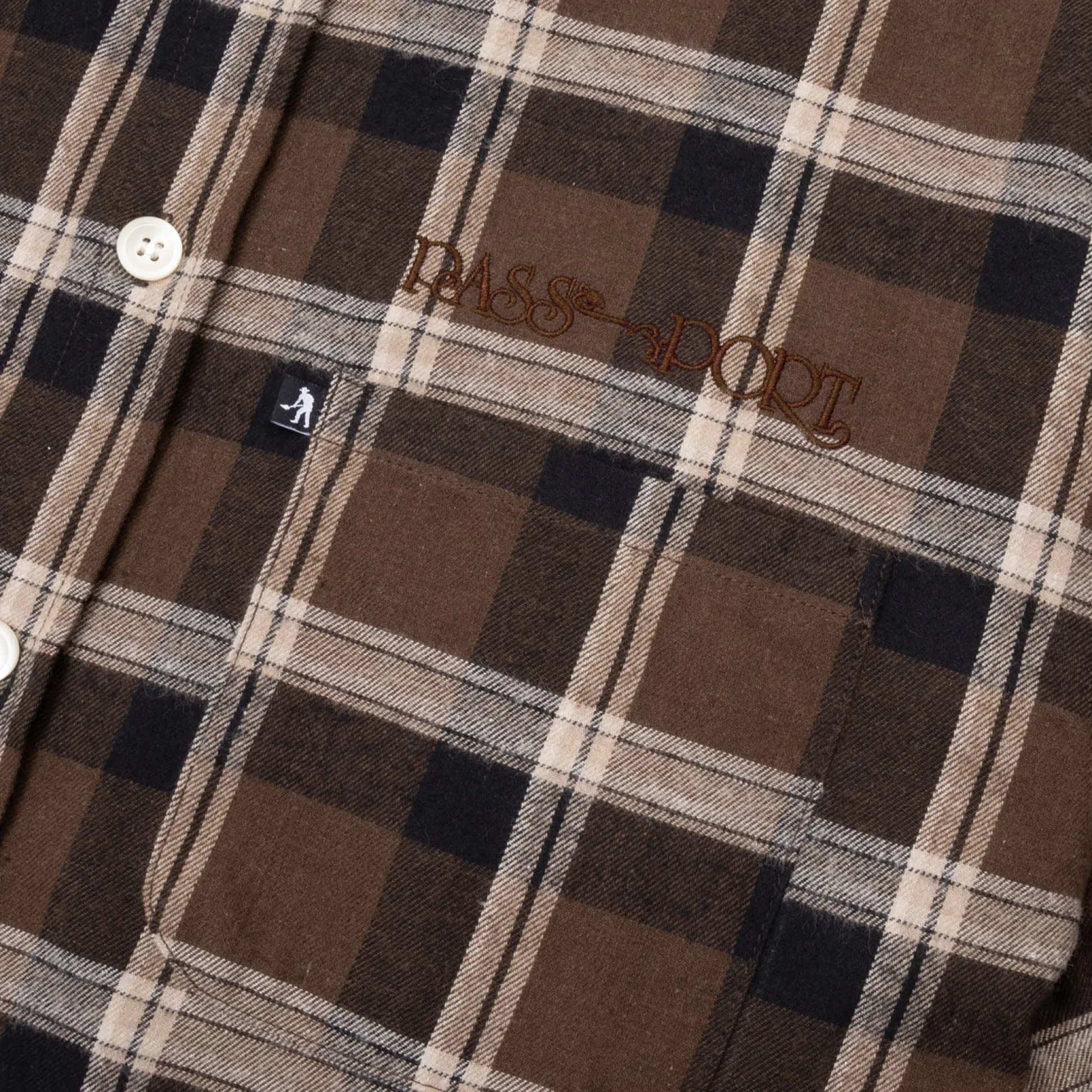 Pass~Port Stem Workers Check Shirt Long-Sleeve - Brown