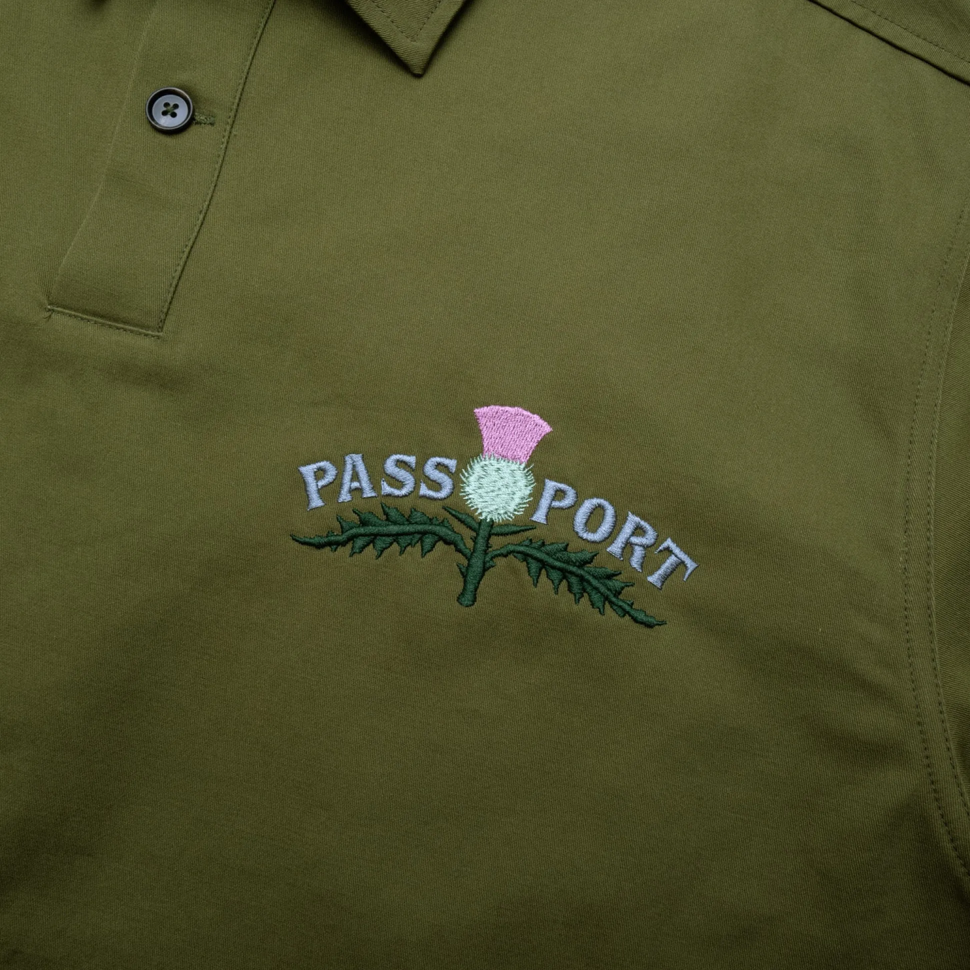 Pass~Port Thistle Embroidery AG Shirt Short Sleeve - Moss
