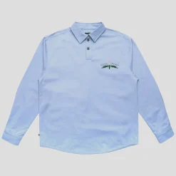 Pass~Port Thistle Embroidery AG Shirt Long Sleeve - Light Blue