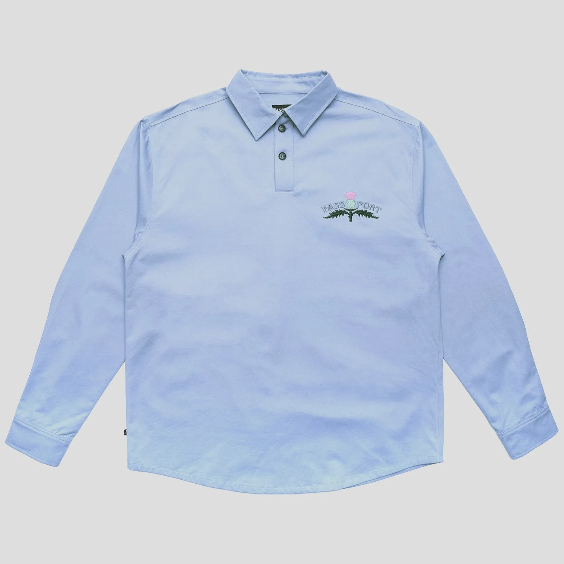Pass~Port Thistle Embroidery AG Shirt Long Sleeve - Light Blue