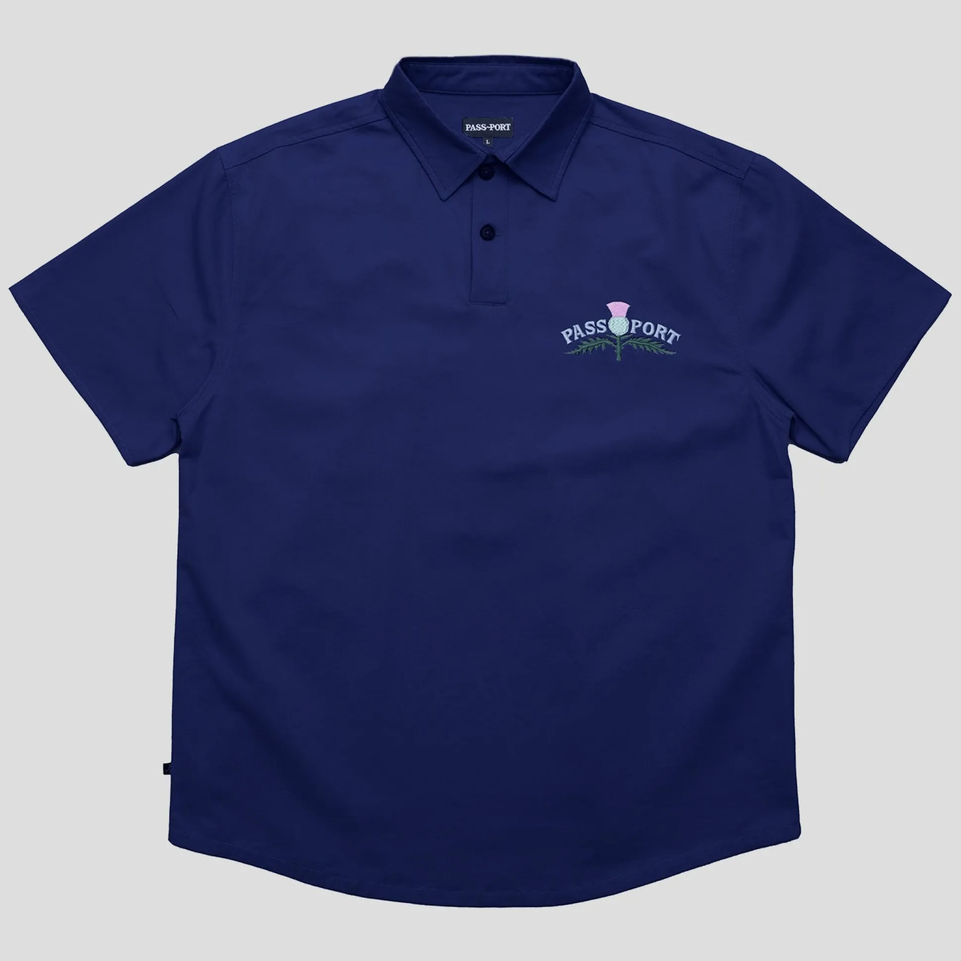Pass~Port Thistle Embroidery AG Shirt Short Sleeve - Navy